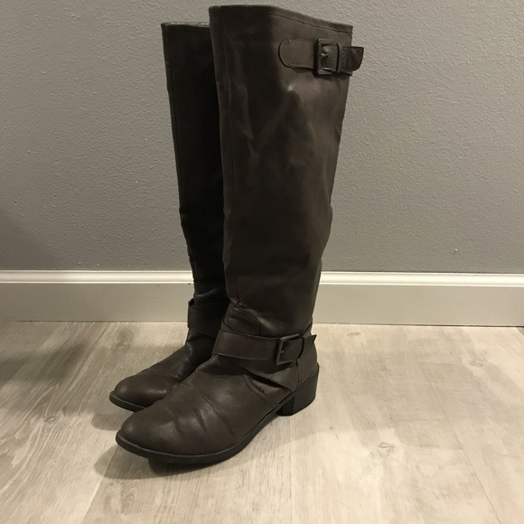 Man Made Leather Riding Boots sz 8 - Picture 1 of 8